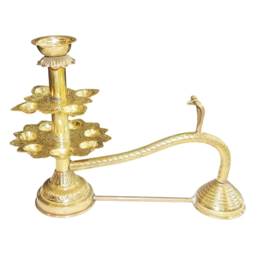 Brass 11 Wicks Ganga Arti - Brass Puja Items, Height : 12 Inch (FMAS721 F) view 2