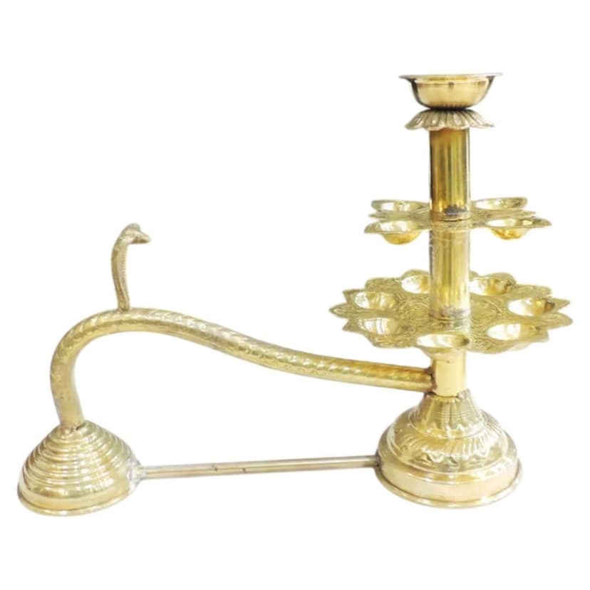 Brass 11 Wicks Ganga Arti - Brass Puja Items, Height : 12 Inch (FMAS721 F) view 3
