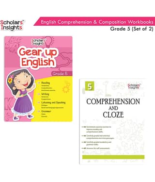 Scholars Insights Combo Set of Comprehension & Composition English Grammar Workbooks Grade 4| Set of 2