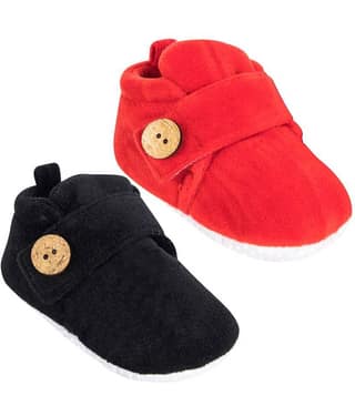 Neska Moda Set Of 2 Pair Baby Boys & Baby Girls 6 To 9 Months Velvet Booties (Black,Red) -BT781andBT784