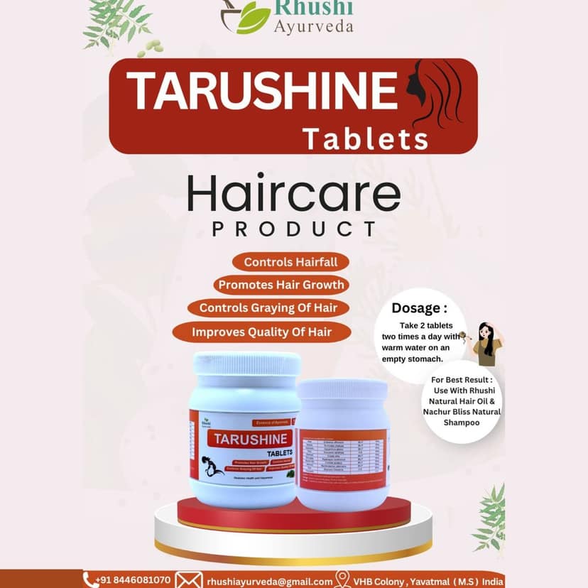 Tarushi Formulations Tarushine Tablets - Promotes Hair Growth, Controls Graying of Hair, Restore Health and Happiness - 60 Tablets view 3
