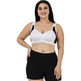 White Women's Cotton Non-Padded Wire Free Full-Coverage Bra