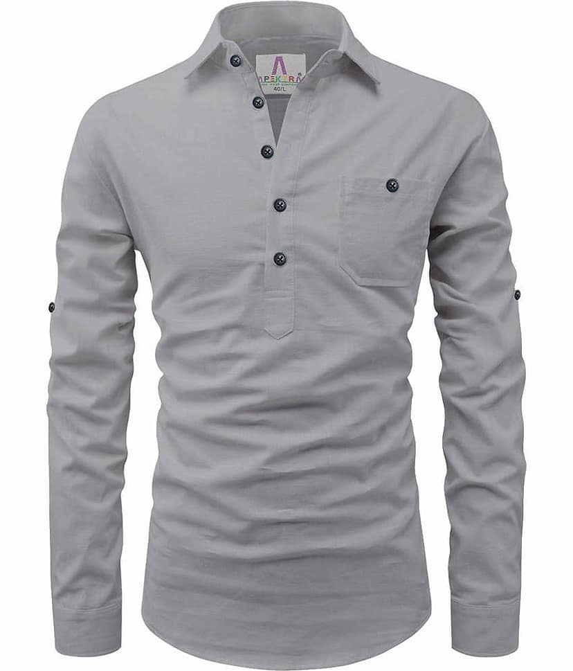 Apektra Peach Cotton Men's Shirt Style Kurta ( Pack of 1 )