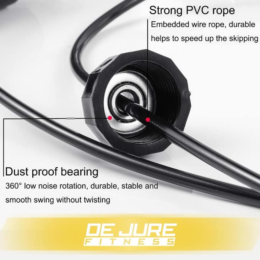 De Jure Fitness Jump Rope, Tangle-Free Rapid Speed Skipping Rope for Women, Men, and Kids, Adjustable Jump Rope Workout with Anti-Slip Handles for Fitness, Home Exercise & Slim Body view 2