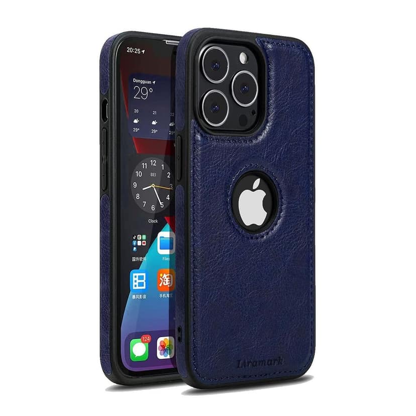 LIRAMARK PU Leather Flexible Back Cover Case Designed for Apple iPhone 13 Pro Max (6.7 Inch)