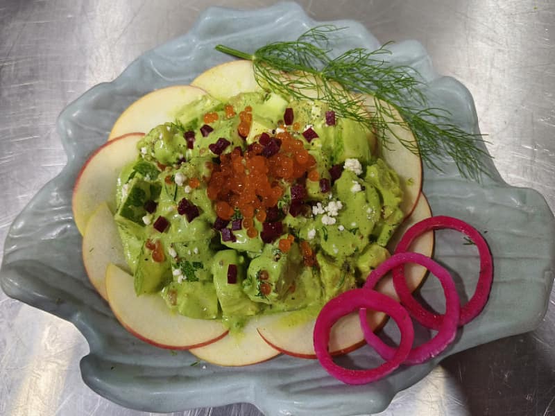 Creamy cucumber sweet potato salad