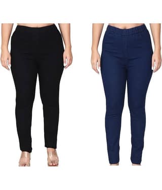CIEARO VINTAGE - Denim Lycra Skinny Fit Black,Blue Women's Jeggings ( Pack of 2 )