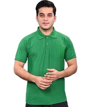 NEOCARDIN Pack of 1 Cotton Blend Regular Fit Solid Half Sleeves Men's Polo T Shirt ( Green )