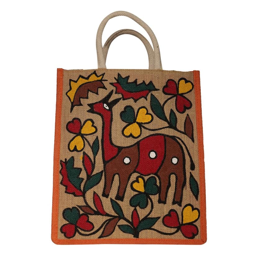 Jharcraft Jute Bag with Sohrai painting (BG00694) view 3