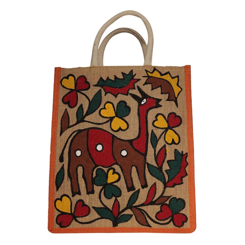 Jharcraft Jute Bag with Sohrai painting (BG00694) view 4