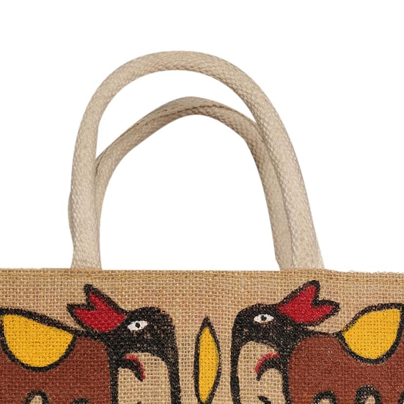 Jharcraft Jute Bag with Sohrai painting (BG00694) view 7