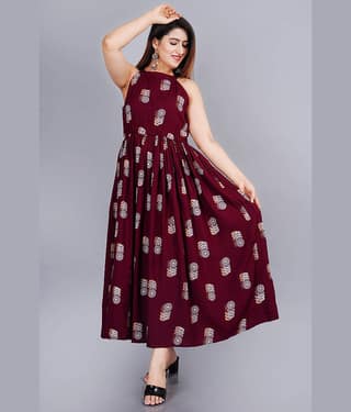 Smien - Maroon Rayon Women's Anarkali Kurti ( Pack of 1 )