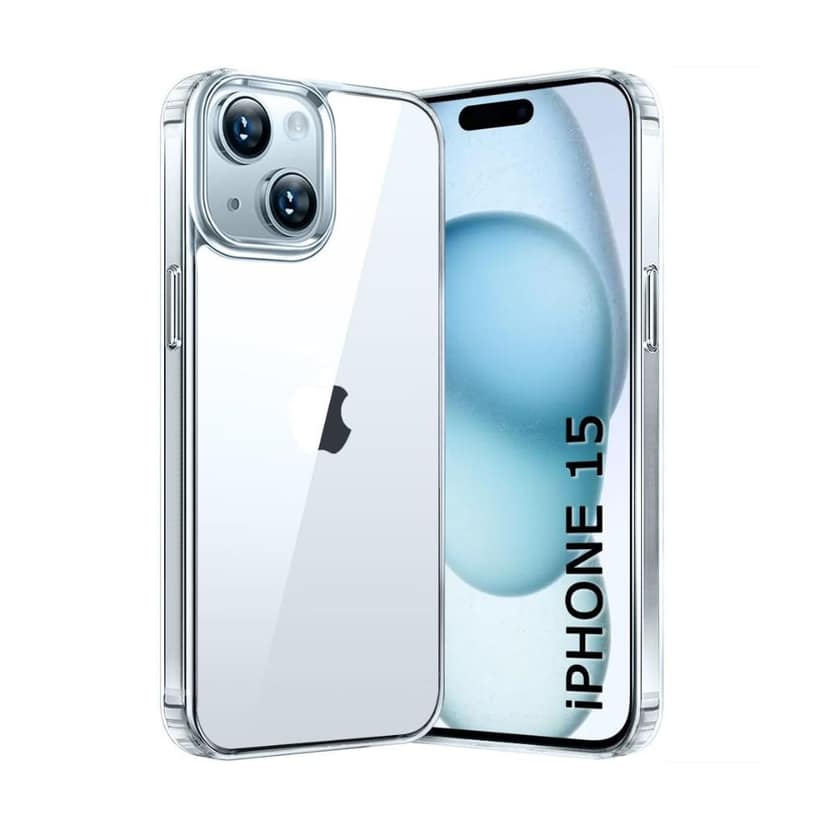 V3Deals Crystal Clear Hard Transparent Case Compatible with iPhone 15 | Slim Shockproof Protective Back Cover | Raised Camera Lens Guard | Scratch Resistant Hard Shell (iPhone 15)