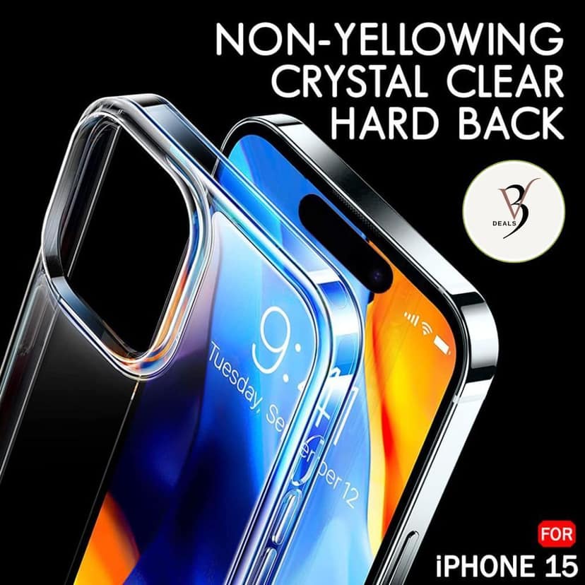 V3Deals Crystal Clear Hard Transparent Case Compatible with iPhone 15 | Slim Shockproof Protective Back Cover | Raised Camera Lens Guard | Scratch Resistant Hard Shell (iPhone 15) view 5