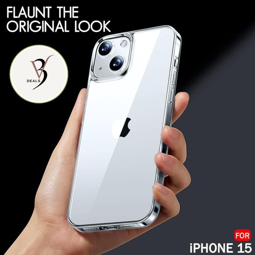 V3Deals Crystal Clear Hard Transparent Case Compatible with iPhone 15 | Slim Shockproof Protective Back Cover | Raised Camera Lens Guard | Scratch Resistant Hard Shell (iPhone 15) view 7