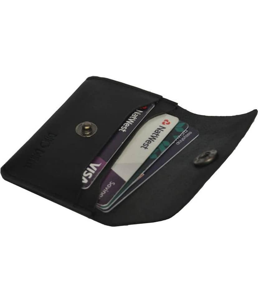 DUO DUFFEL Black Genuine Leather Credit Card Holder