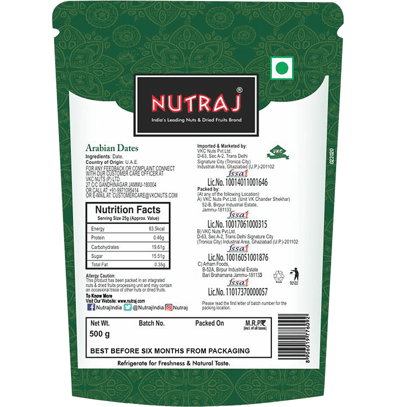 Nutraj Wdt - Arabian Premium Dates, 500 G Pouch view 2