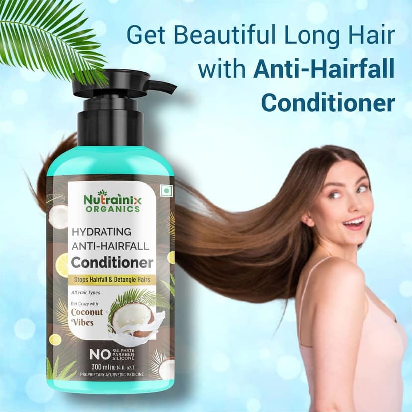 Nutrainix Organics Hydrating Anti-Hairfall Conditioner, Hairfall Defense + Nutrient-Rich Hydration for Frizzy, Damaged Hair - 300ml view 3