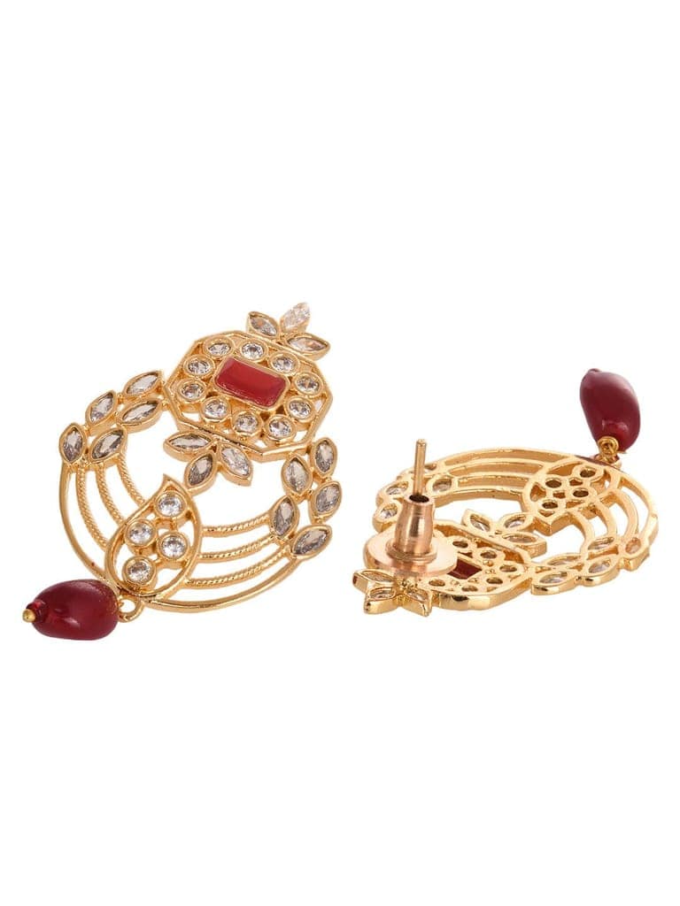 Gold Plated Polki AD studded Red Beads Maala Necklace Set view 6