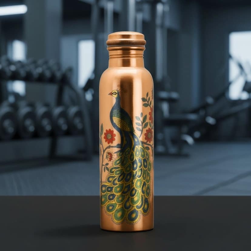 Copper Drinking Water Bottle � Ayurvedic Health Bottle for Daily Use, Height : 10.3 Inch (BCMAS079 P)
