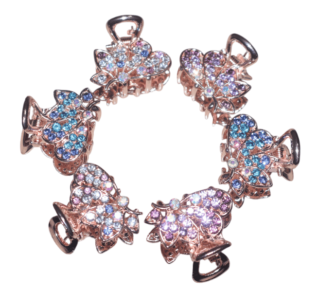 Crystal Butterfly Hair Clips - Rose Gold Hair Accessories