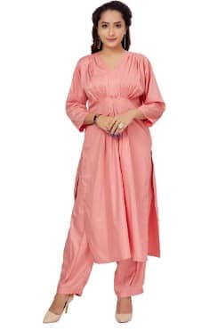 Coord Set (Peach- Pink Kurti and Pant) - XL - Fashion By Palak Jain