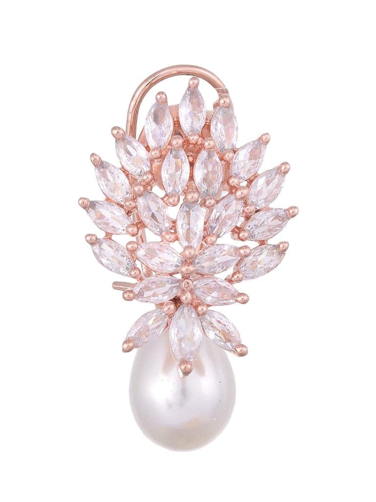 Luxurious Diamond Pearl Drop Earring High Quality White Pearl AD studded view 4