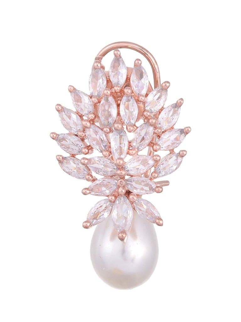 Luxurious Diamond Pearl Drop Earring High Quality White Pearl AD studded view 5