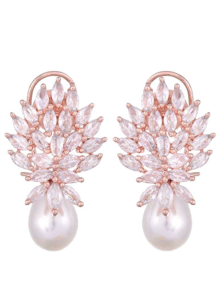 Luxurious Diamond Pearl Drop Earring High Quality White Pearl AD studded view 6