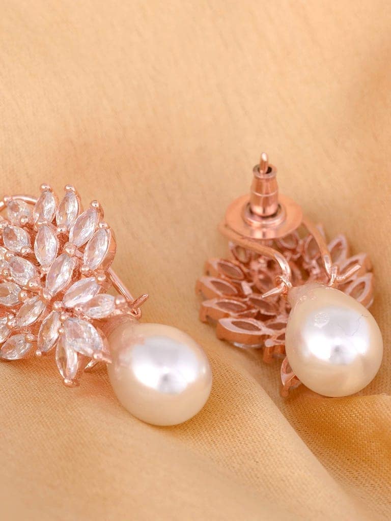 Luxurious Diamond Pearl Drop Earring High Quality White Pearl AD studded view 7