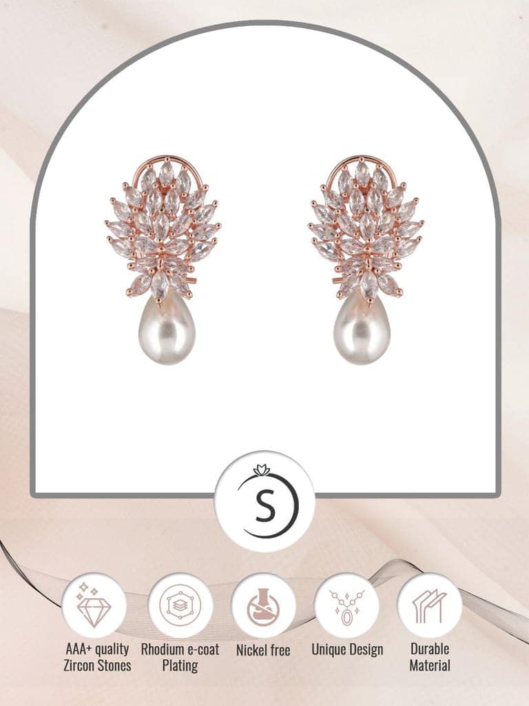 Luxurious Diamond Pearl Drop Earring High Quality White Pearl AD studded view 8
