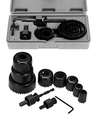 AK® Hole Saw Set 11 Pieces 3/4" - 2-1/2" Hole Saw Kit with Hex Key and Mandrels for Wood, PVC Board, Plastic Plate Drilling