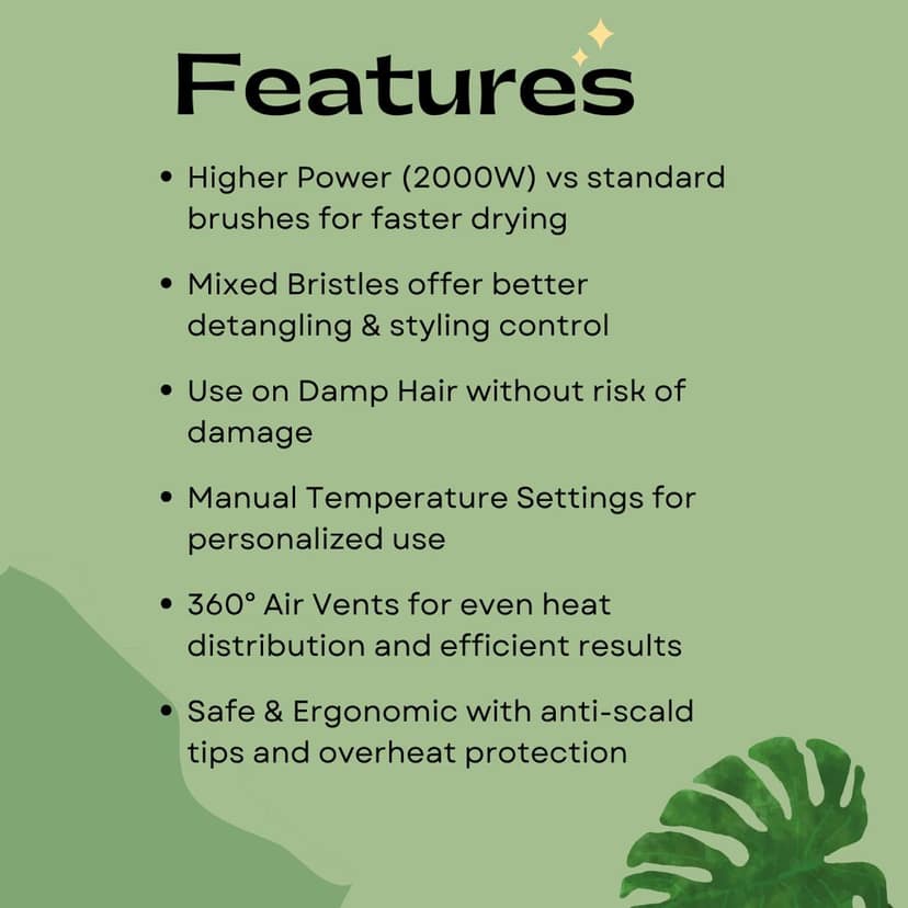 Ktein 4 in 1 Professional Hair Brush – Avocado 3D Power | 2000W Ceramic Styler view 2