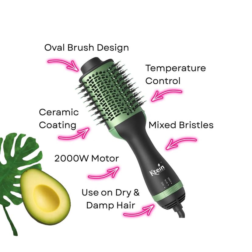 Ktein 4 in 1 Professional Hair Brush – Avocado 3D Power | 2000W Ceramic Styler view 3