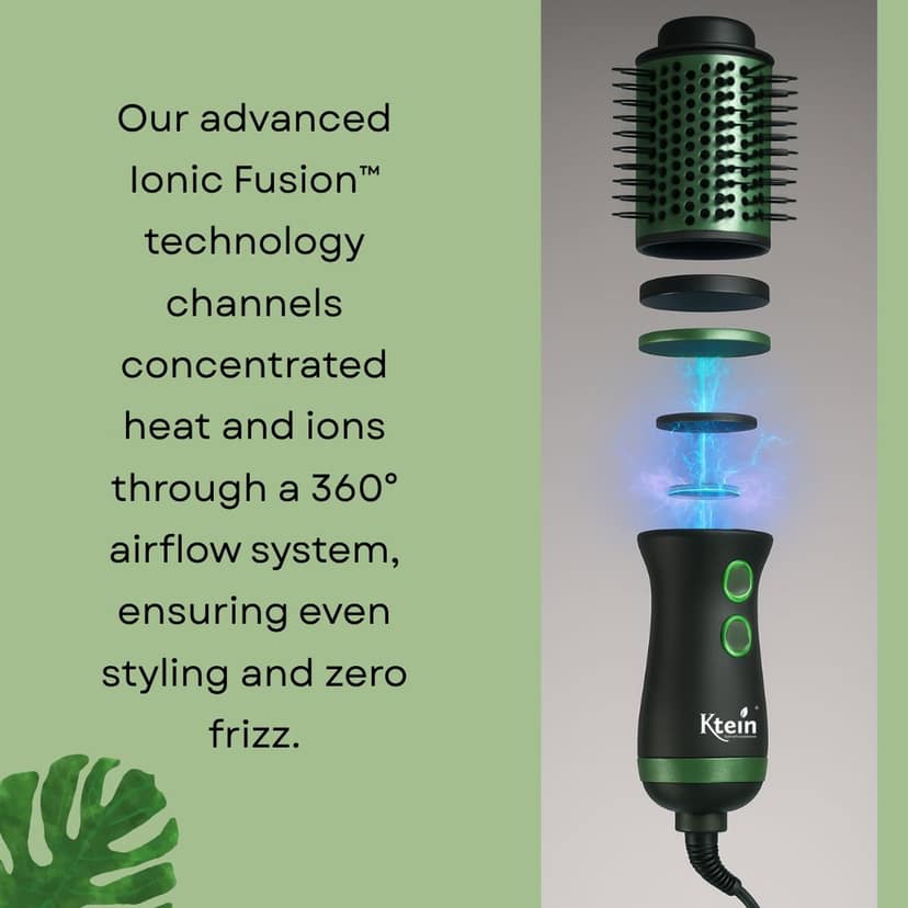 Ktein 4 in 1 Professional Hair Brush – Avocado 3D Power | 2000W Ceramic Styler view 5