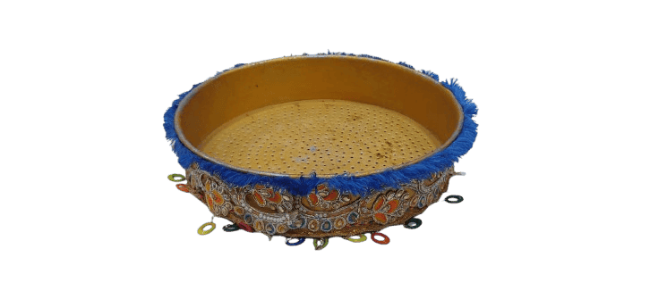 Golden and Blue Decorative Pooja Thali view 2