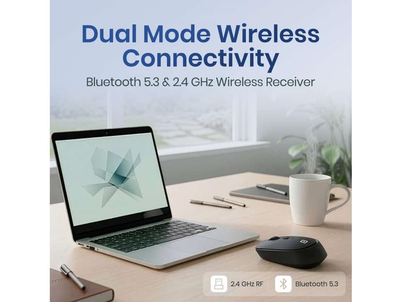 Portronics Toad 23 Pro Wireless Rechargeable Bluetooth Optical Mouse, 2.4GHz USB Dongle - Black view 2