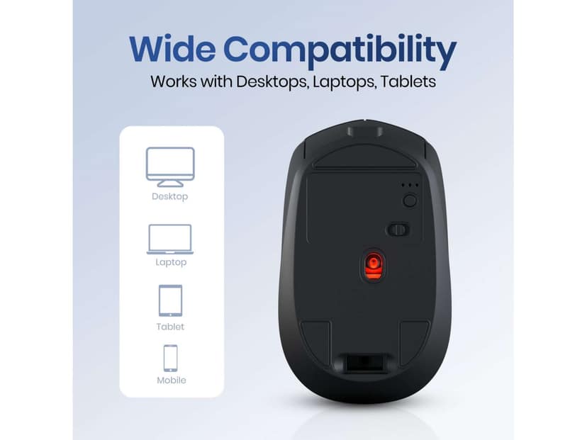 Portronics Toad 23 Pro Wireless Rechargeable Bluetooth Optical Mouse, 2.4GHz USB Dongle - Black view 4