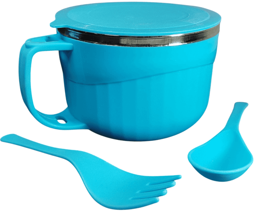 Maggie and Soup Bowl with Spoon and Fork, Blue Color view 2