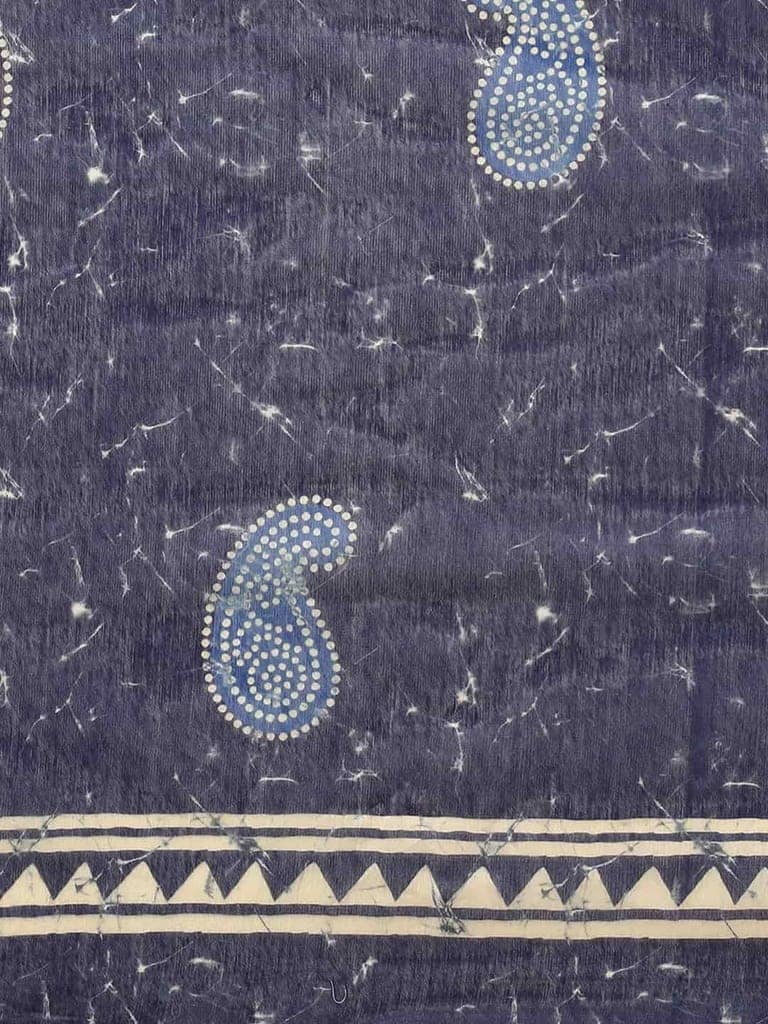 Women's Pure Cotton block print saree with unstiched blouse piece view 4