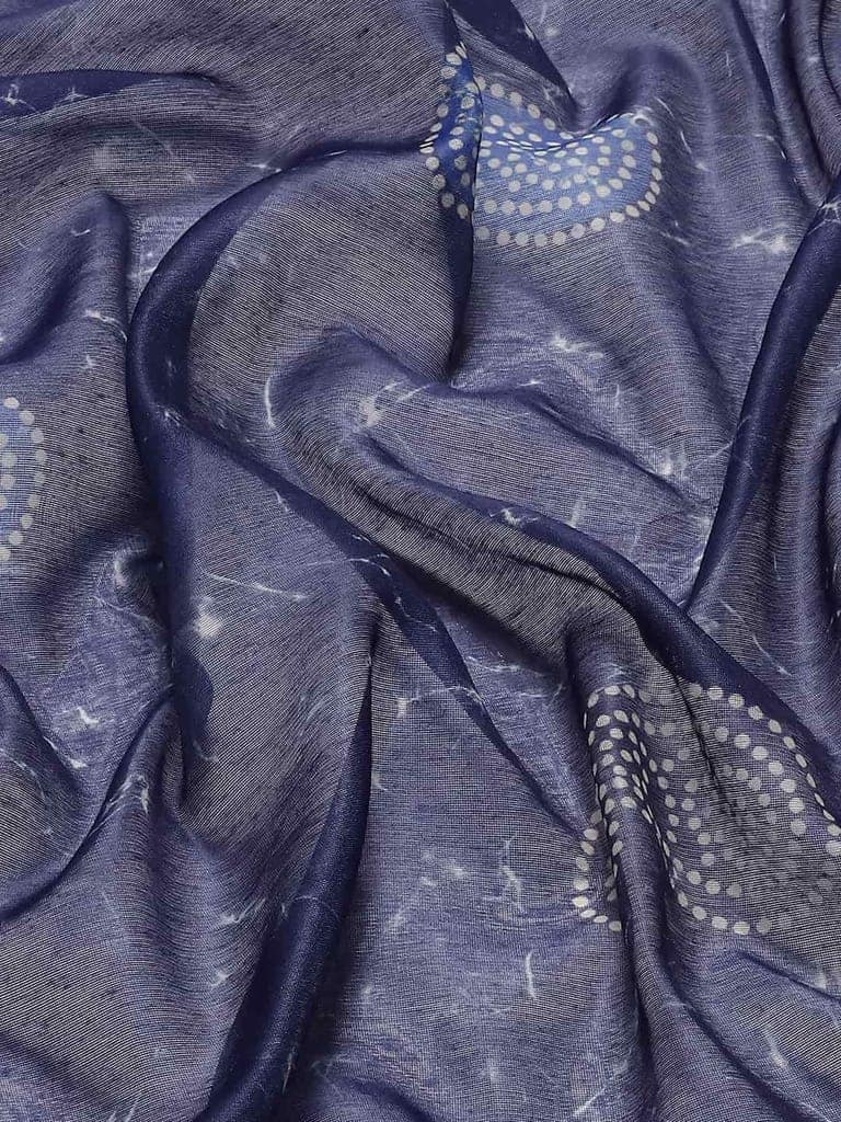 Women's Pure Cotton block print saree with unstiched blouse piece view 6