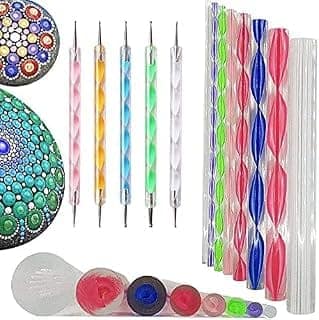 Levin THE NEXT LEVEL IN OFFICE STATIONERY Mandala Dotting Tools for Painting, Rock Paint Kits, Nail Art, Polymer Clay, DIY Supplies with Ball Stylus Pen, Metal Ball Tool - 13 Pieces (Multicolour)