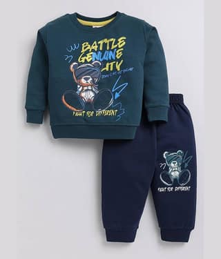 Mars Infiniti Pack of 1 Unisex Cotton Blend Sweatshirt & Trackpant Set ( Green )