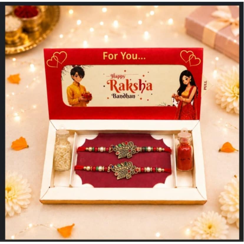 Premium Peacock Designer Rakhi Set