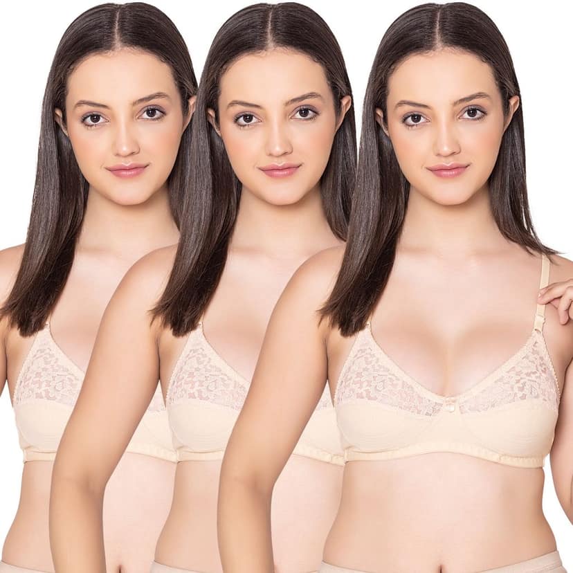 Bodycare polycotton wirefree adjustable straps designer net cup non padded bra-1535BSW
