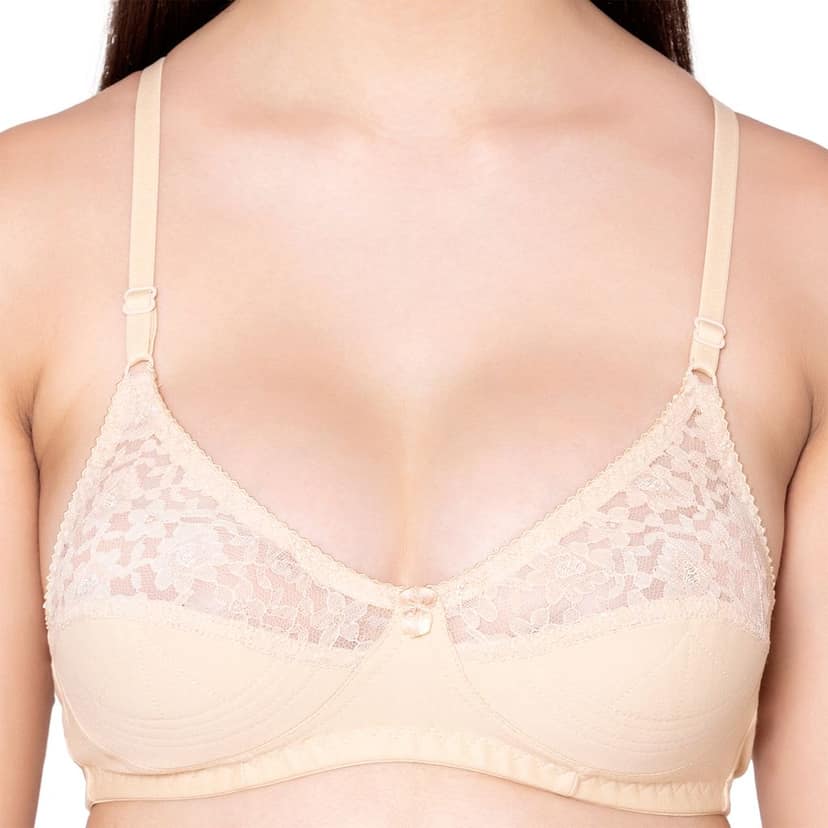 Bodycare polycotton wirefree adjustable straps designer net cup non padded bra-1535BSW view 6