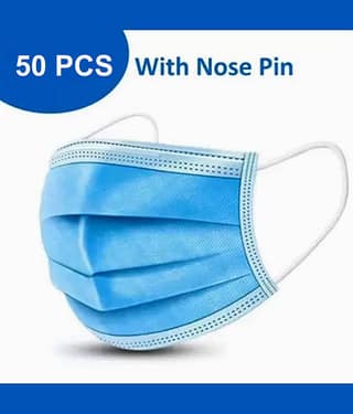BLAQUE 3 Ply Disposable Face Mask with Nose Pin- 50 Pcs