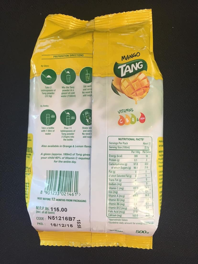 Tang Mango Instant Drink Mix, 500G Pack view 2