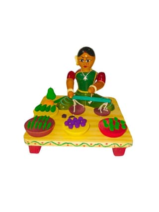 Etikoppaka Handicrafts Wooden Lady Selling Vegetables