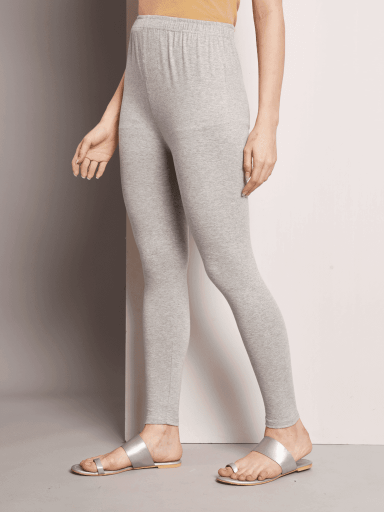 SOFT COLORS Women's Skinny Fit Ethnic Wear Ankle Length Leggings (Light Grey ) view 4